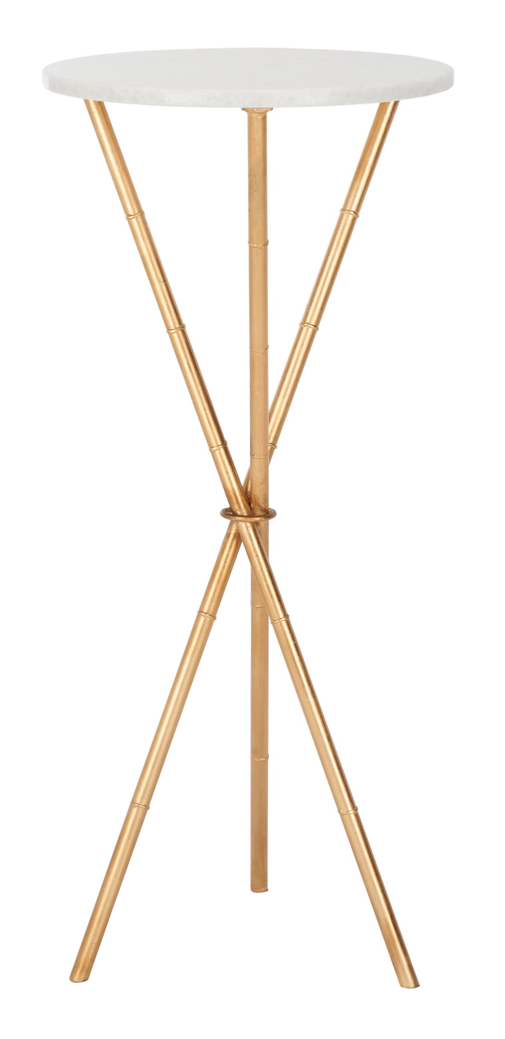 Safavieh Roger Gold Base Round Top Accent Table Gold/White Granite FOX2515A