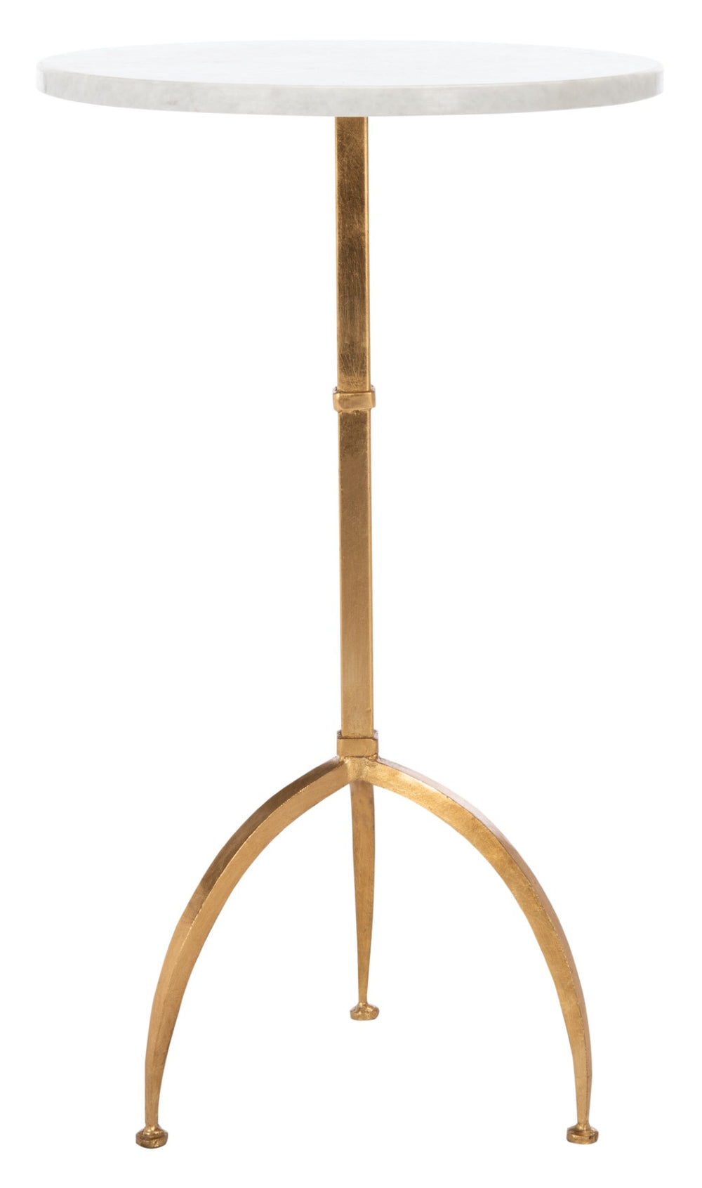 Safavieh Myrna Glamorous Round Gold Leaf Accent Table With White Granite Top For Stylish Living Spaces FOX2516A