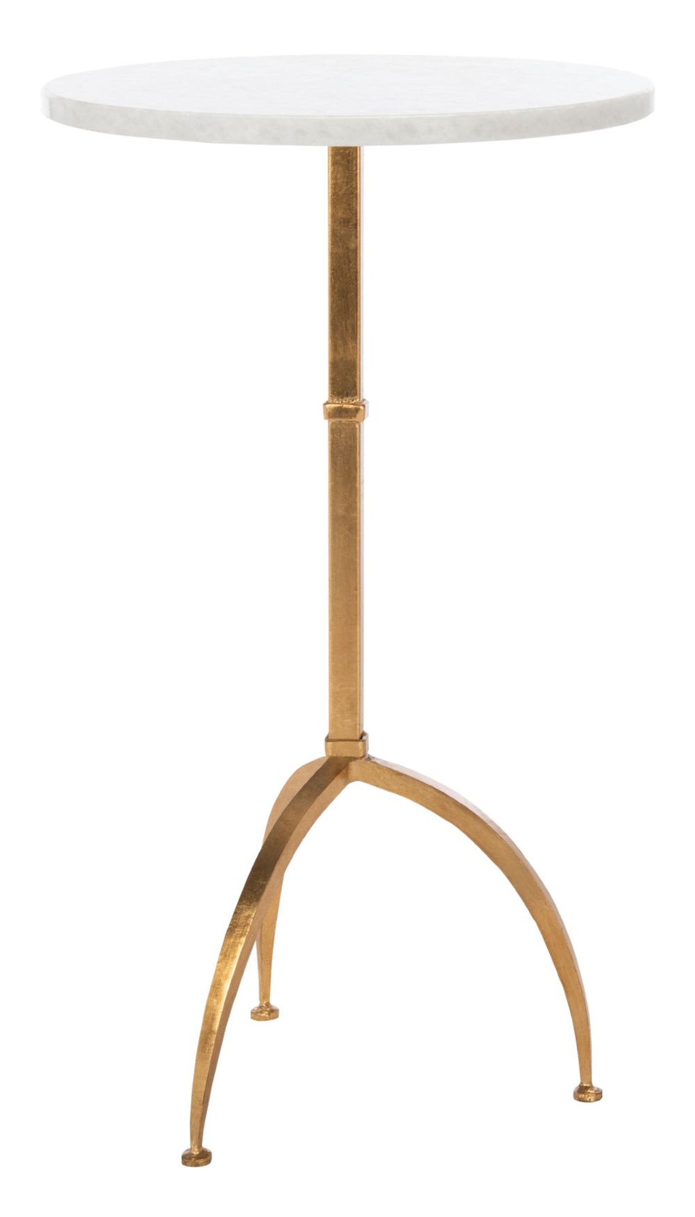 Safavieh Myrna Glamorous Round Gold Leaf Accent Table With White Granite Top For Stylish Living Spaces FOX2516A