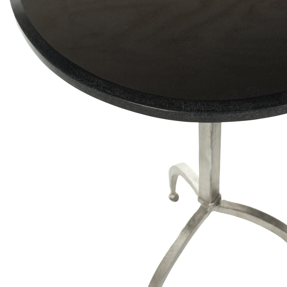 Safavieh Myrna Round Accent Table With Black Marble Top And Antique Silver Base For Stylish Small Spaces FOX2516B