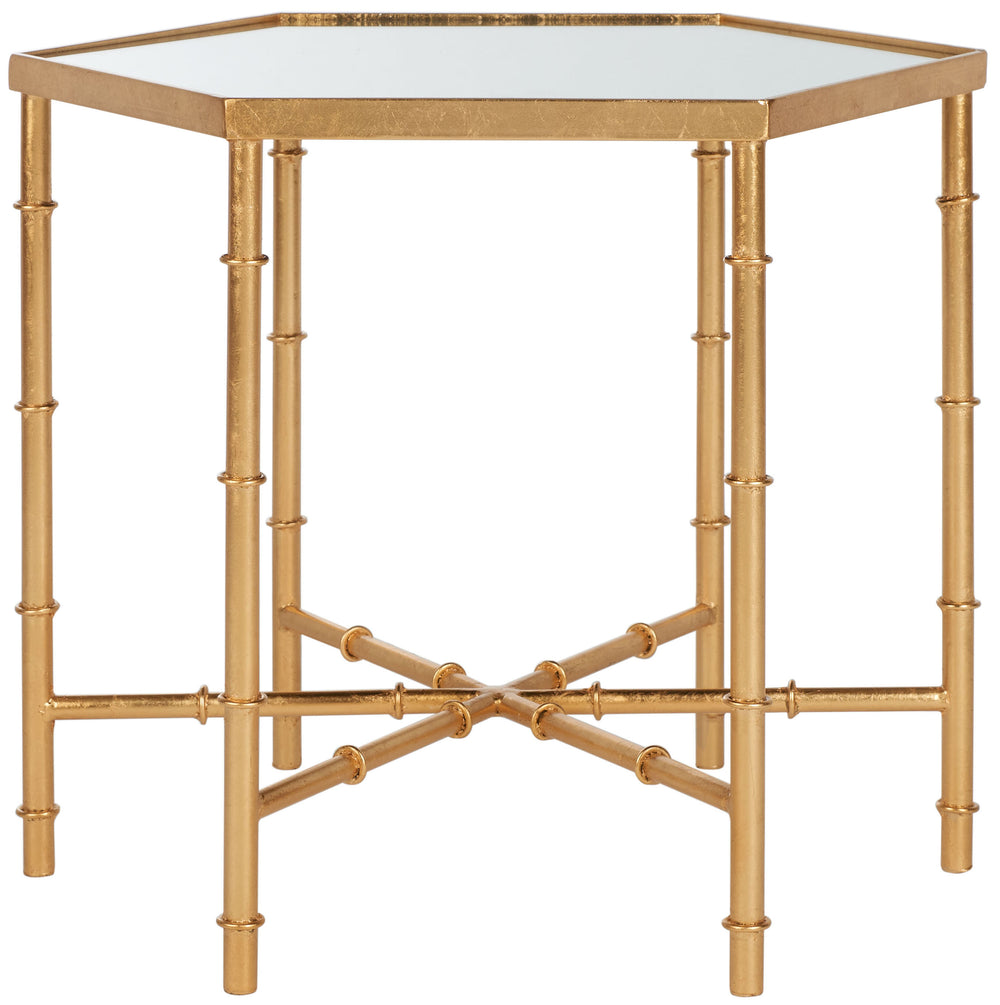 Safavieh Kerri Gold Leaf Mirror Top Accent Table Gold/Mirror FOX2517A