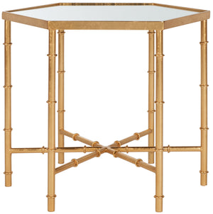 Safavieh Kerri Gold Leaf Mirror Top Accent Table Gold/Mirror FOX2517A