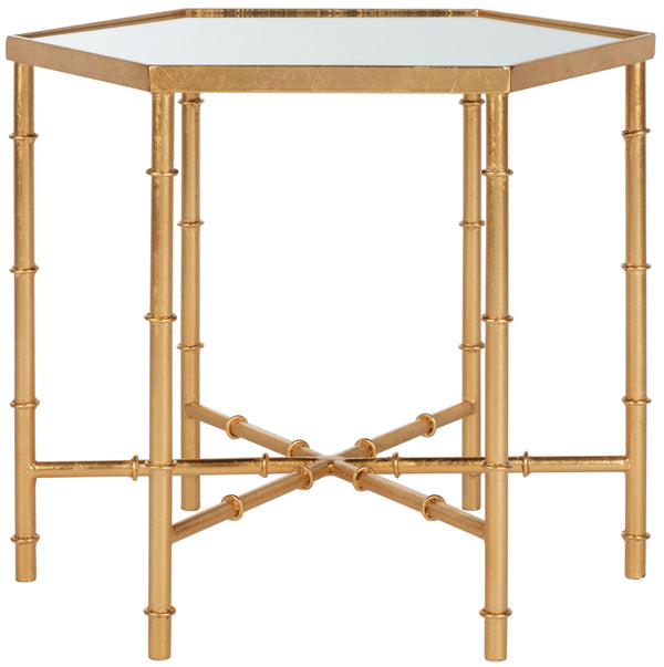 Safavieh Kerri Gold Leaf Mirror Top Accent Table Gold/Mirror FOX2517A