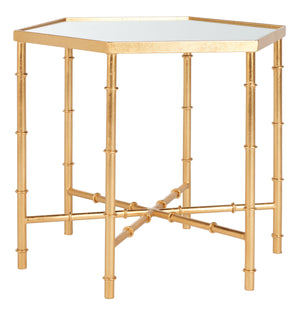 Safavieh Kerri Gold Leaf Mirror Top Accent Table Gold/Mirror FOX2517A