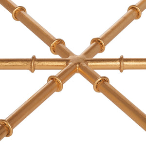 Safavieh Kerri Gold Leaf Accent Table - Chic Faux Bamboo Design With Clear Glass Top For Elegant Interiors FOX2517B