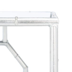 Safavieh Rory Silver Mirror Top Accent Table - Chinoiserie Glamour With Faux Bamboo Base For Any Space FOX2519A