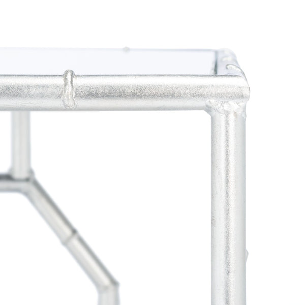 Safavieh Rory Silver Mirror Top Accent Table - Chinoiserie Glamour With Faux Bamboo Base For Any Space FOX2519A