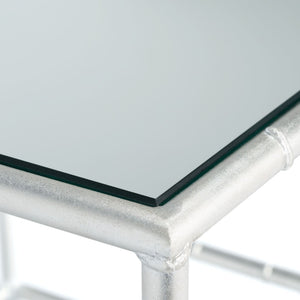 Safavieh Rory Silver Mirror Top Accent Table - Chinoiserie Glamour With Faux Bamboo Base For Any Space FOX2519A