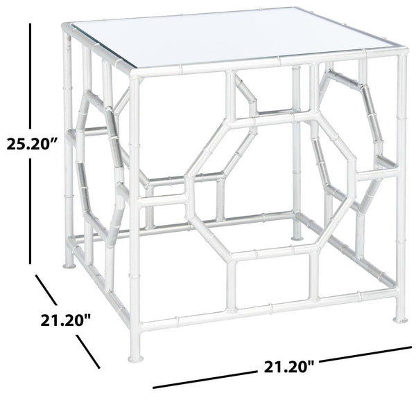 Safavieh Rory Silver Mirror Top Accent Table - Chinoiserie Glamour With Faux Bamboo Base For Any Space FOX2519A