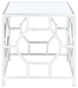Safavieh Rory Silver Mirror Top Accent Table - Chinoiserie Glamour With Faux Bamboo Base For Any Space FOX2519A