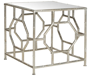 Safavieh Rory Silver Mirror Top Accent Table - Chinoiserie Glamour With Faux Bamboo Base For Any Space FOX2519A
