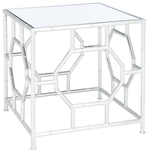 Safavieh Rory Silver Mirror Top Accent Table - Chinoiserie Glamour With Faux Bamboo Base For Any Space FOX2519A
