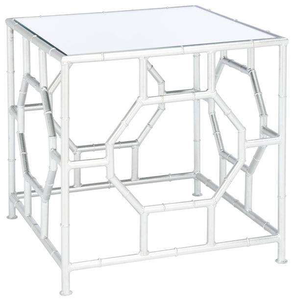 Safavieh Rory Silver Mirror Top Accent Table - Chinoiserie Glamour With Faux Bamboo Base For Any Space FOX2519A