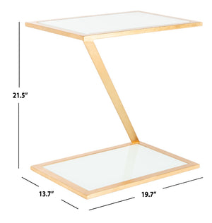 Safavieh Andrea Glass Top Accent Table With Gold Iron Base – Chic Mid-Century Glam For Small Spaces FOX2521B