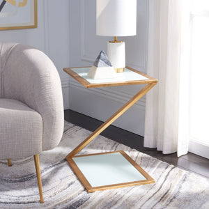 Safavieh Andrea Glass Top Accent Table With Gold Iron Base – Chic Mid-Century Glam For Small Spaces FOX2521B