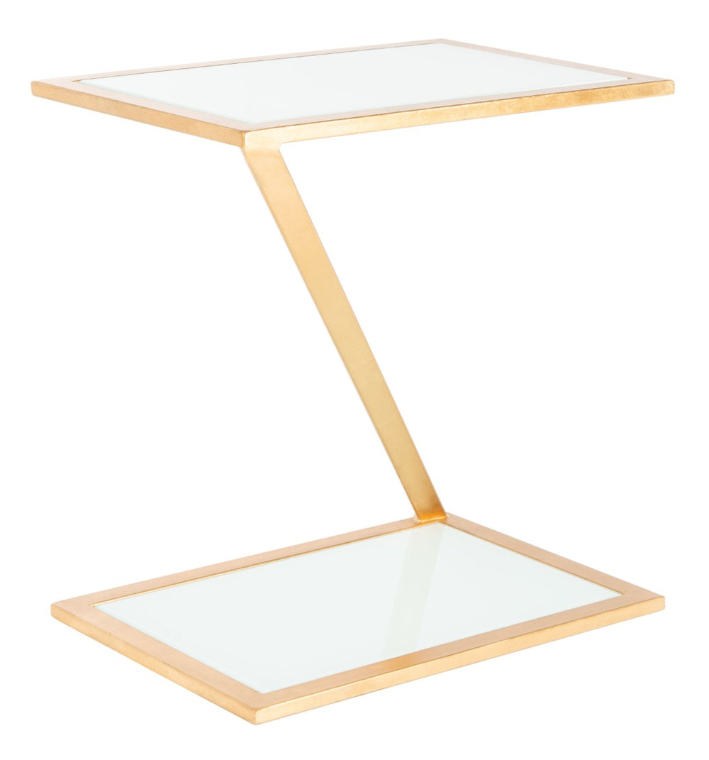 Safavieh Andrea Glass Top Accent Table With Gold Iron Base – Chic Mid-Century Glam For Small Spaces FOX2521B