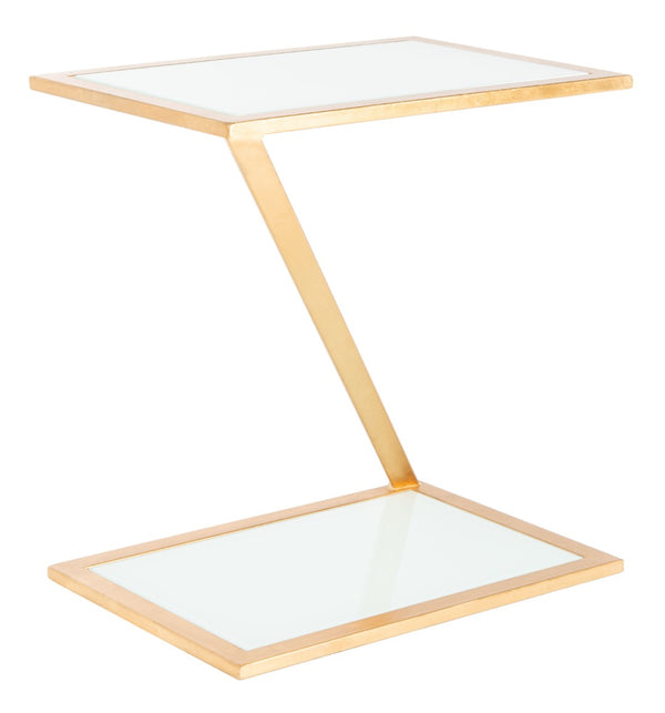 Safavieh Andrea Glass Top Accent Table With Gold Iron Base – Chic Mid-Century Glam For Small Spaces FOX2521B
