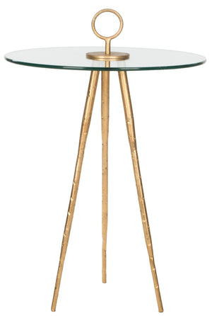 Safavieh Delma Gold Leaf Accent Table With Glass Top | Modern Minimalist Design For Stylish Interiors FOX2524A