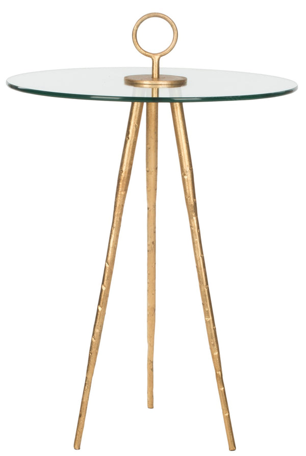 Safavieh Delma Gold Leaf Accent Table With Glass Top | Modern Minimalist Design For Stylish Interiors FOX2524A