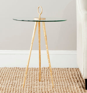 Safavieh Delma Gold Leaf Accent Table With Glass Top | Modern Minimalist Design For Stylish Interiors FOX2524A