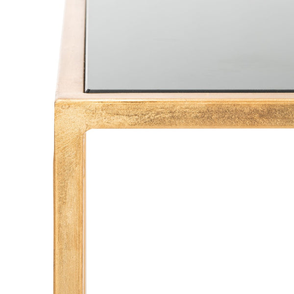 Safavieh Kiley Gold Leaf Accent Table With Round Black Glass Top – Chic Minimalist Design For Any Space FOX2525B