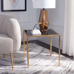 Safavieh Kiley Gold Leaf Accent Table With Round Black Glass Top – Chic Minimalist Design For Any Space FOX2525B