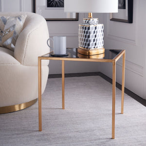 Safavieh Kiley Gold Leaf Accent Table With Round Black Glass Top – Chic Minimalist Design For Any Space FOX2525B