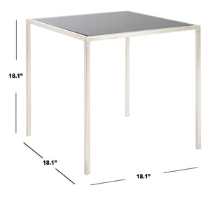 Safavieh Kiley Silver Leaf Accent Table - Modern Elegance With Black Glass Top For Living Room & Bedroom Use FOX2525C