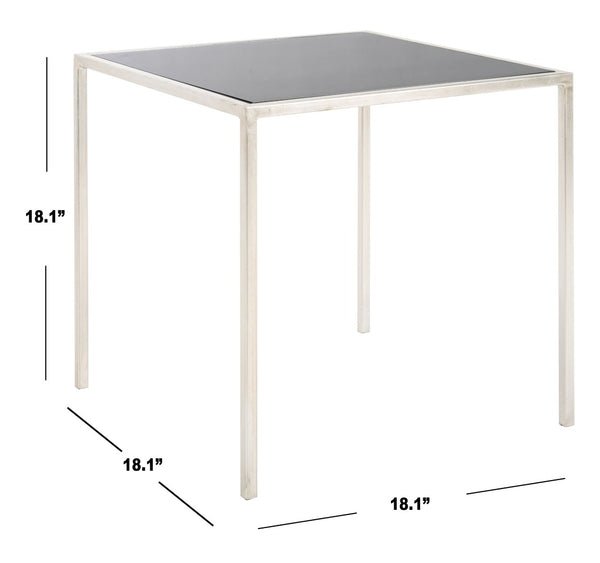 Safavieh Kiley Silver Leaf Accent Table - Modern Elegance With Black Glass Top For Living Room & Bedroom Use FOX2525C