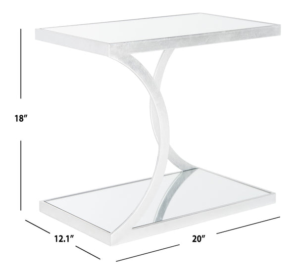Safavieh Sullivan Silver Leaf Accent Table - Chic Mirrored Design For Modern Living Spaces & Stylish Storage FOX2526A