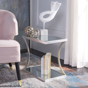 Safavieh Sullivan Silver Leaf Accent Table - Chic Mirrored Design For Modern Living Spaces & Stylish Storage FOX2526A