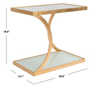 Safavieh Sullivan Gold Leaf Accent Table - Elegant Two-Tier Glass Design For Modern Living Spaces & Décor FOX2526B