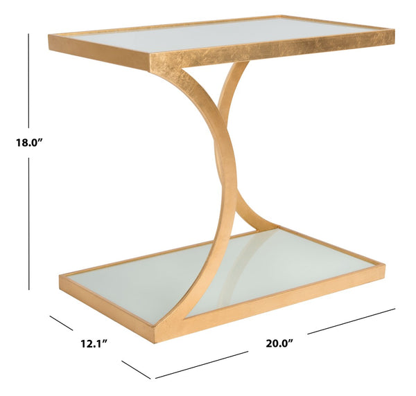 Safavieh Sullivan Gold Leaf Accent Table - Elegant Two-Tier Glass Design For Modern Living Spaces & Décor FOX2526B