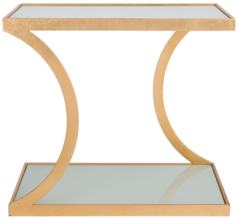 Safavieh Sullivan Gold Leaf Accent Table - Elegant Two-Tier Glass Design For Modern Living Spaces & Décor FOX2526B