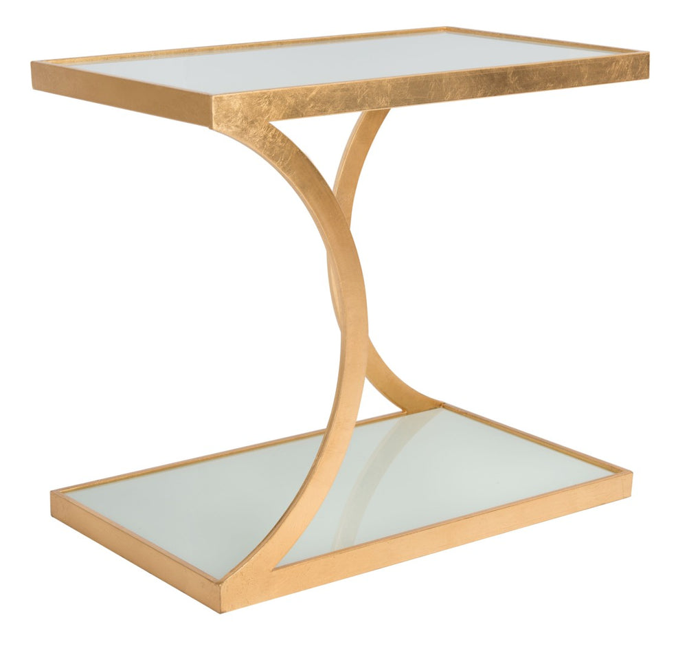 Safavieh Sullivan Gold Leaf Accent Table - Elegant Two-Tier Glass Design For Modern Living Spaces & Décor FOX2526B