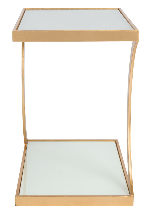 Safavieh Sullivan Gold Leaf Accent Table - Elegant Two-Tier Glass Design For Modern Living Spaces & Décor FOX2526B