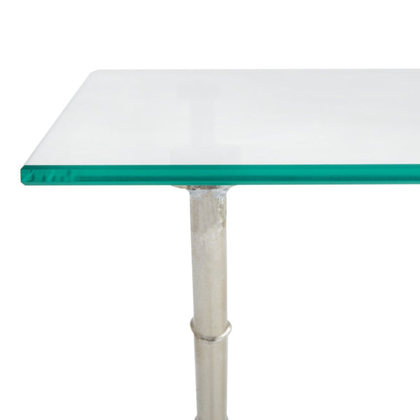 Safavieh Brogen Coffee Table - Chinoiserie-Inspired Elegance With Clear Glass Top And Modern Iron Base Design Silver/Clear Glass FOX2527A