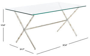 Safavieh Brogen Coffee Table - Chinoiserie-Inspired Elegance With Clear Glass Top And Modern Iron Base Design Silver/Clear Glass FOX2527A