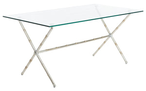 Safavieh Brogen Coffee Table - Chinoiserie-Inspired Elegance With Clear Glass Top And Modern Iron Base Design Silver/Clear Glass FOX2527A