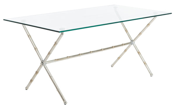 Safavieh Brogen Coffee Table - Chinoiserie-Inspired Elegance With Clear Glass Top And Modern Iron Base Design Silver/Clear Glass FOX2527A