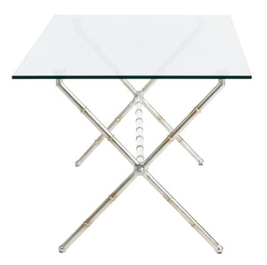 Safavieh Brogen Coffee Table - Chinoiserie-Inspired Elegance With Clear Glass Top And Modern Iron Base Design Silver/Clear Glass FOX2527A