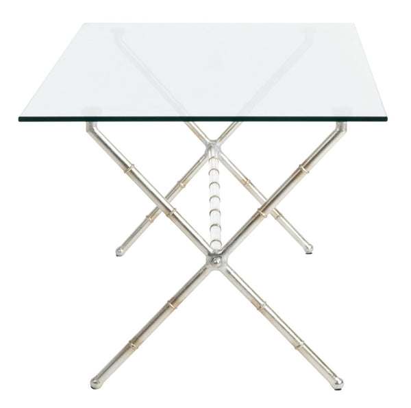 Safavieh Brogen Coffee Table - Chinoiserie-Inspired Elegance With Clear Glass Top And Modern Iron Base Design Silver/Clear Glass FOX2527A
