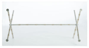 Safavieh Brogen Coffee Table - Chinoiserie-Inspired Elegance With Clear Glass Top And Modern Iron Base Design Silver/Clear Glass FOX2527A
