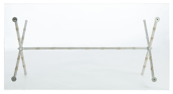 Safavieh Brogen Coffee Table - Chinoiserie-Inspired Elegance With Clear Glass Top And Modern Iron Base Design Silver/Clear Glass FOX2527A
