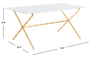 Safavieh Brogen Coffee Table - Chinoiserie-Inspired Elegance With Clear Glass Top And Modern Iron Base Design Gold/White Glass FOX2527C