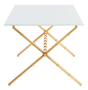 Safavieh Brogen Coffee Table - Chinoiserie-Inspired Elegance With Clear Glass Top And Modern Iron Base Design Gold/White Glass FOX2527C