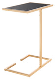 Safavieh Neil Gold Leaf Accent Table Gold/Black Glass FOX2528B