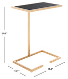 Safavieh Neil Gold Leaf Accent Table Gold/Black Glass FOX2528B