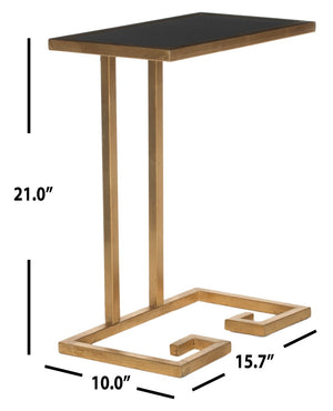 Safavieh Murphy Gold Leaf Accent Table - Luxurious Black Glass Top With Greek Key Design For Stylish Interiors FOX2529C