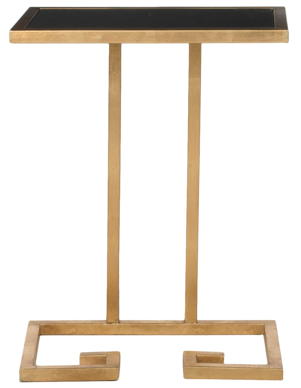 Safavieh Murphy Gold Leaf Accent Table - Luxurious Black Glass Top With Greek Key Design For Stylish Interiors FOX2529C